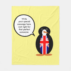 United Kingdom Talking Ms. Penguin Fleece Blanket
