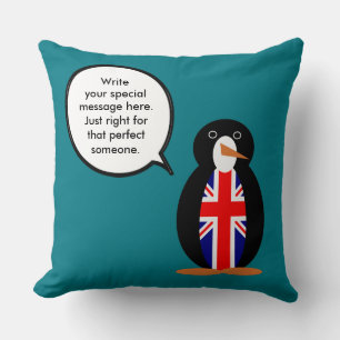 United Kingdom Talking Ms. Penguin Throw Pillow