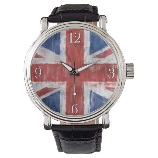 United Kingdom Union Flag Patriotic Wristwatch (Front)