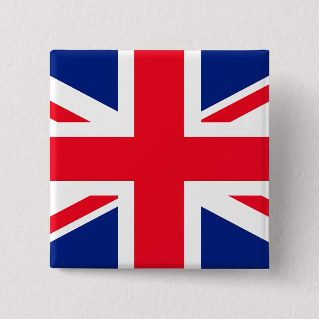 United Kingdom Union Jack Flag 2 Inch Square Button (Front)
