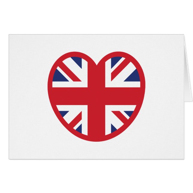 United Kingdom Union Jack Flag Heart Cards (Front Horizontal)