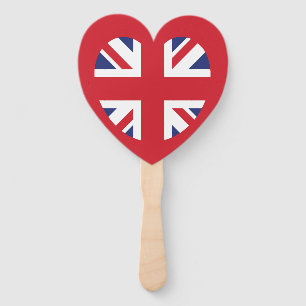 United Kingdom Union Jack Flag Heart Hand Fan