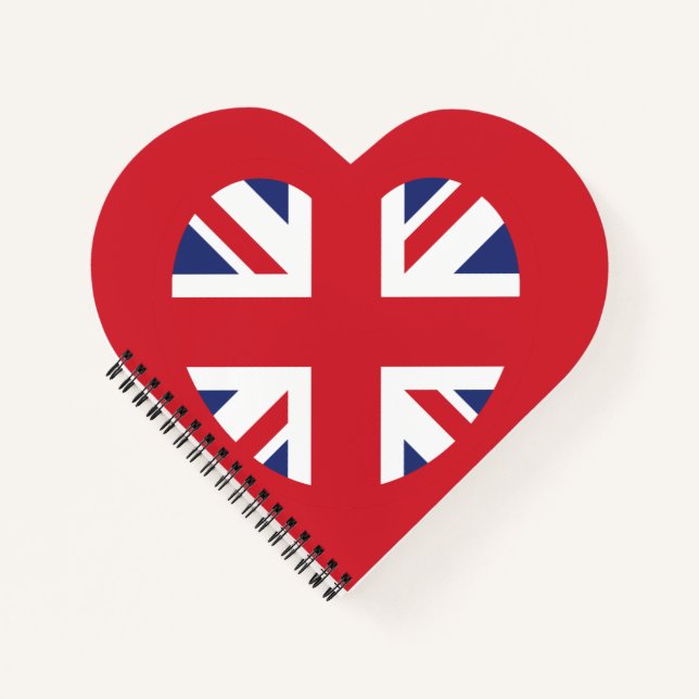 United Kingdom Union Jack Flag Heart Notebook (Front)