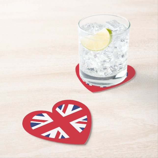 United Kingdom Union Jack Flag Heart Paper Coaster (Insitu)