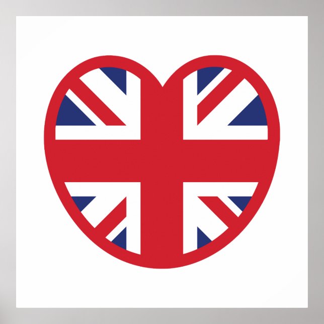 United Kingdom Union Jack Flag Heart Poster (Front)