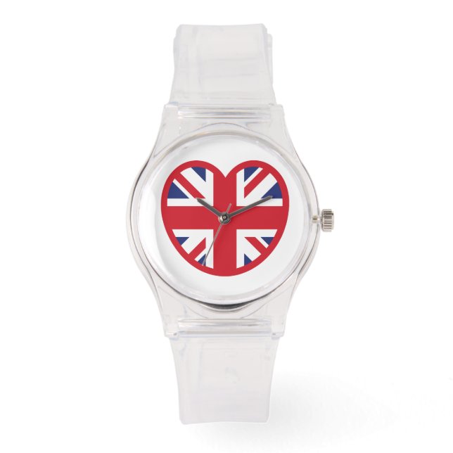 United Kingdom Union Jack Flag Heart Watch (Front)