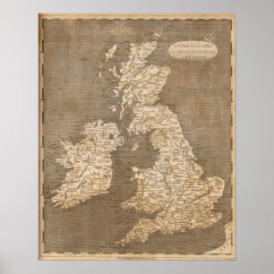 United Kingdoms Map by Arrowsmith Poster