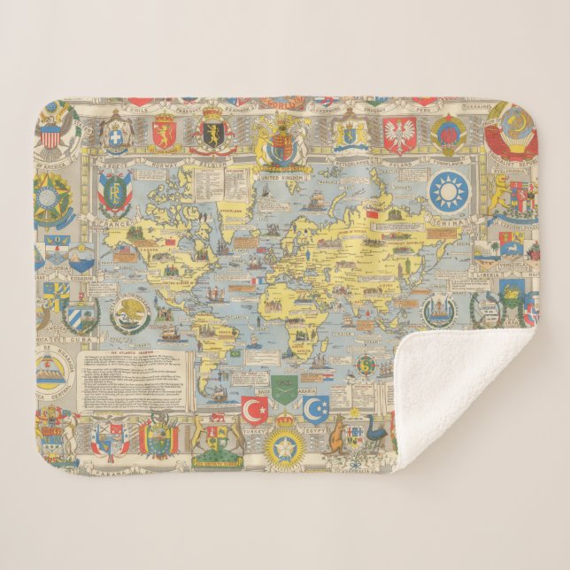 United Nations Map of the World Sherpa Blanket (Front (Horizontal))