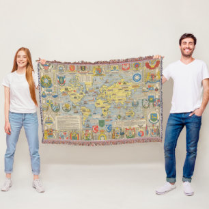 United Nations Map of the World Throw Blanket