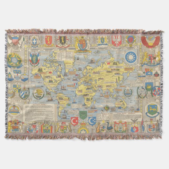 United Nations Map of the World Throw Blanket (Front)