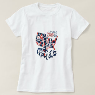 United Paws of America – Cat Silhouette USA Map T-Shirt