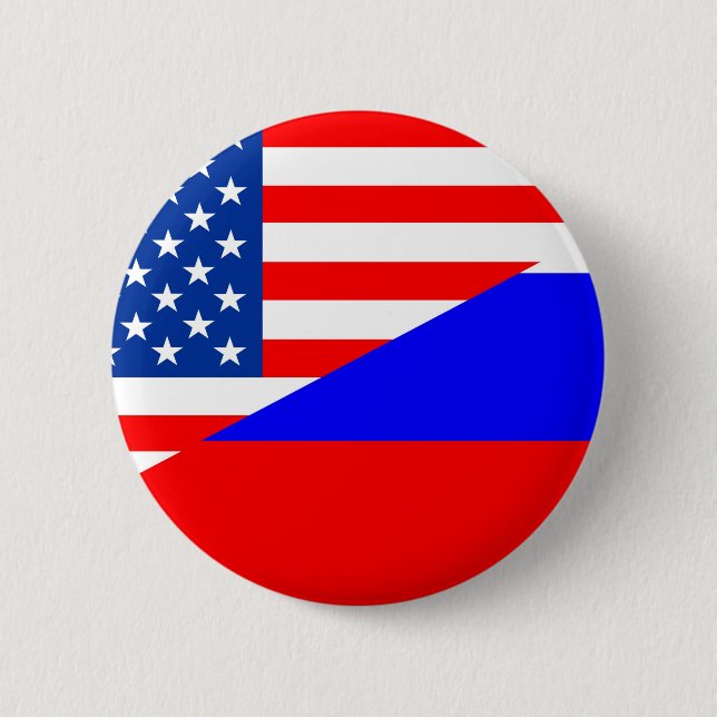 united state america russia half flag usa country 2 inch round button (Front)