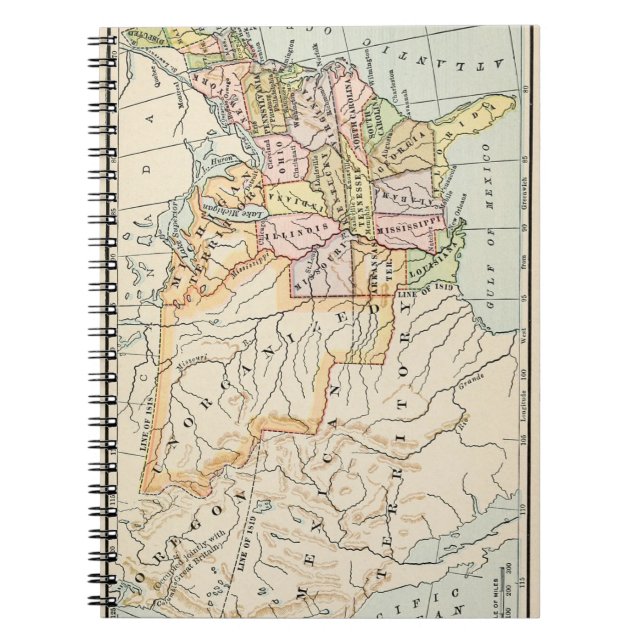 United States 1830 Historical Map Illustration Notebook (Front)