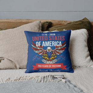 United States 250 Anniversary 1776-2026 Patriotic Throw Pillow