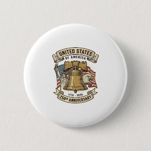 United States 250th Anniversary Patriotic Vector D 2 Inch Round Button