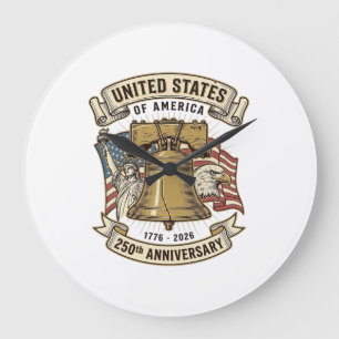 United States 250th Anniversary Patriotic Vector D Large Clock