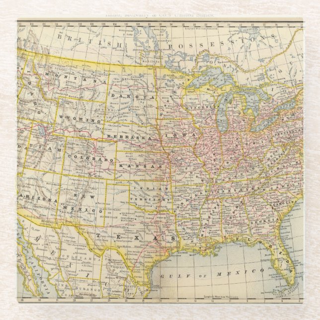 United States 4 Glass Coaster (Front)