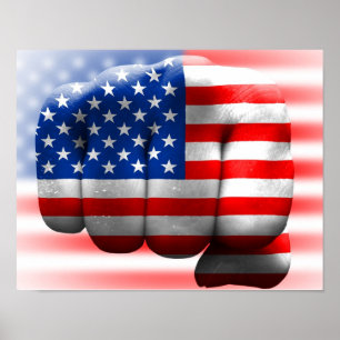united states america country flag fist power war poster