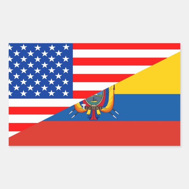 united states america ecuador half flag usa sticker (Front)