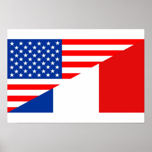 united states america france half flag usa country poster