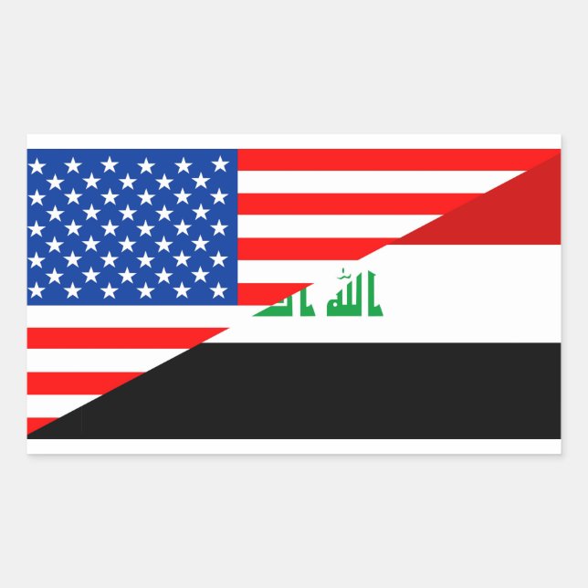 united states america iraq half flag usa country sticker (Front)