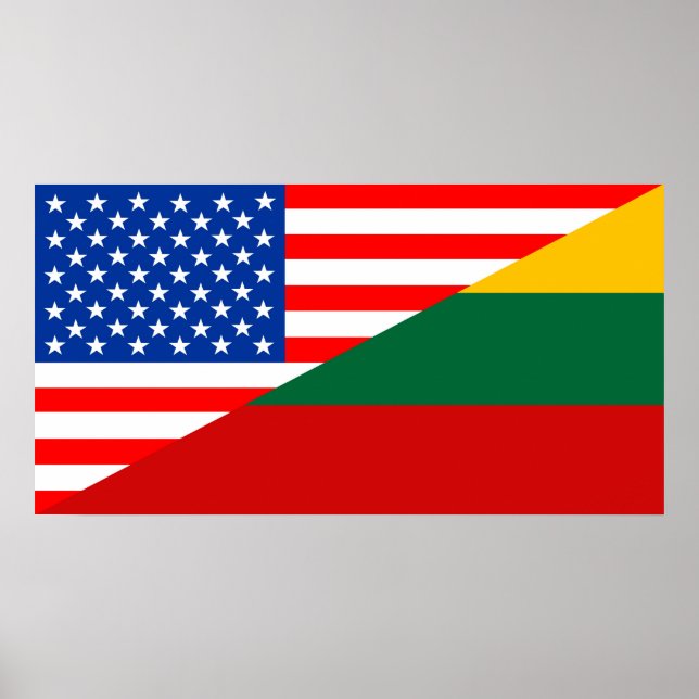 united states america lithuania half flag usa coun poster (Front)