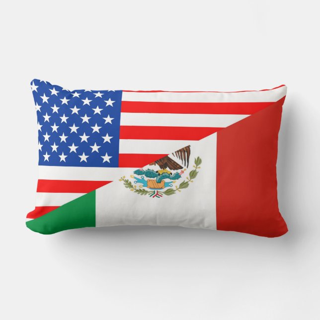 united states america mexico half flag usa country lumbar pillow (Front)
