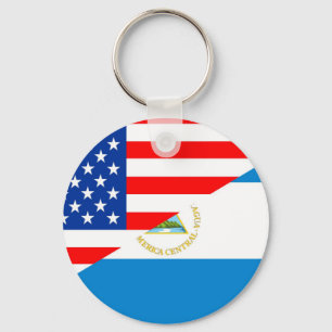 united states america nicaragua half flag usa keychain