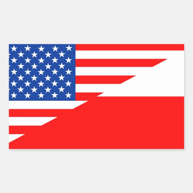 united states america poland half flag usa country sticker (Front)