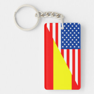 united states america spain half flag usa country keychain