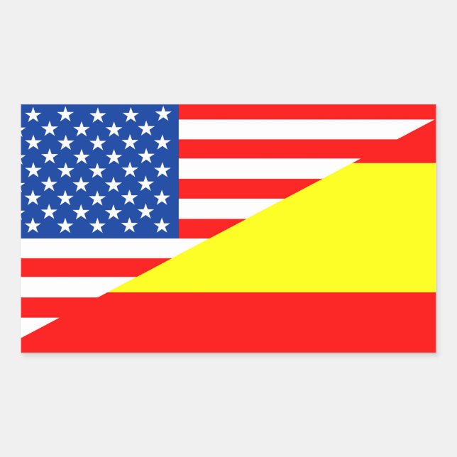 united states america spain half flag usa country sticker (Front)