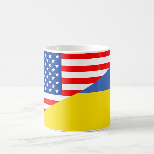 united states america ukraine half flag usa coffee mug (Center)