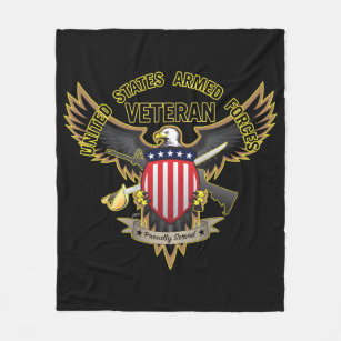 United States Armed Forces Veteran, Proudly Served Fleece Blanket