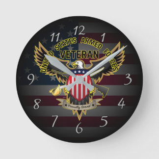 United States Armed Forces Veteran, Proudly Served Round Clock