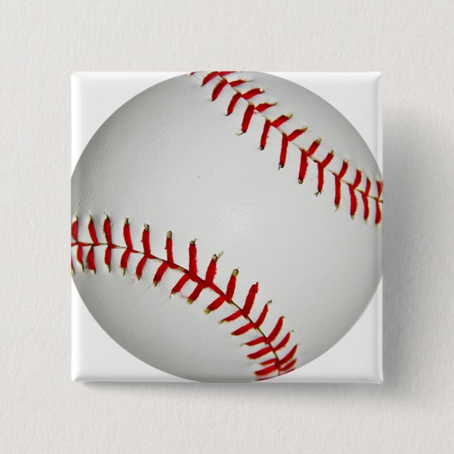 United States Baseball With Large Red Stitching 2 Inch Square Button (Front)