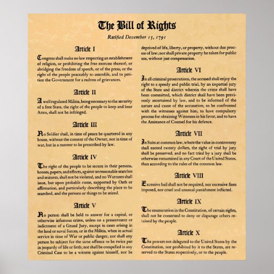 there are ten amendments in the bill of rights