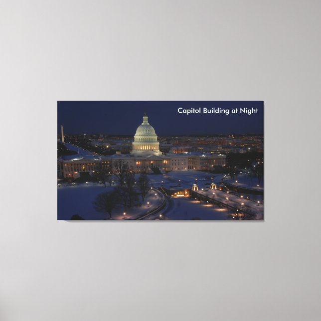 United States Capitol Building at Night Canvas Print (Front)