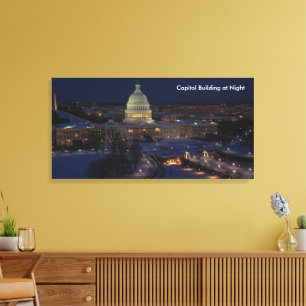 United States Capitol Building at Night Canvas Print