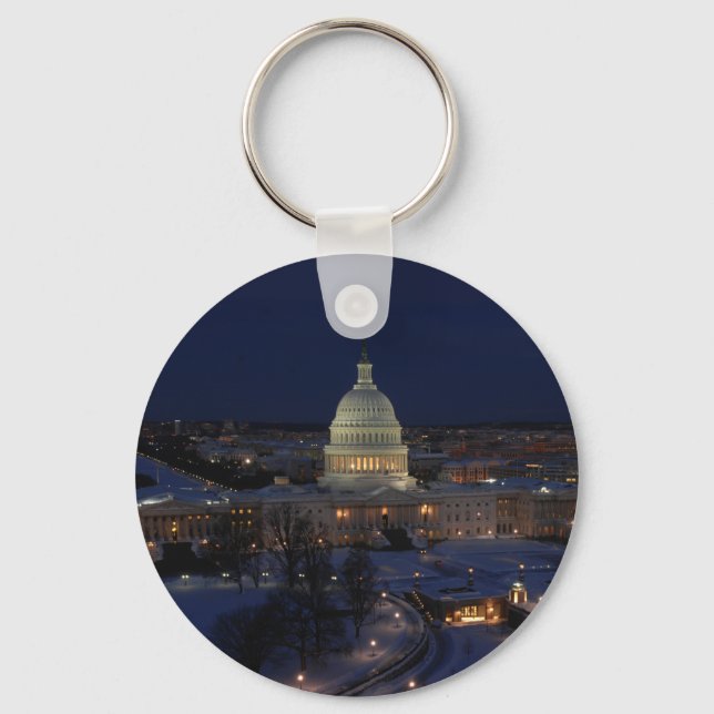 United States Capitol Building at Night Keychain (Front)