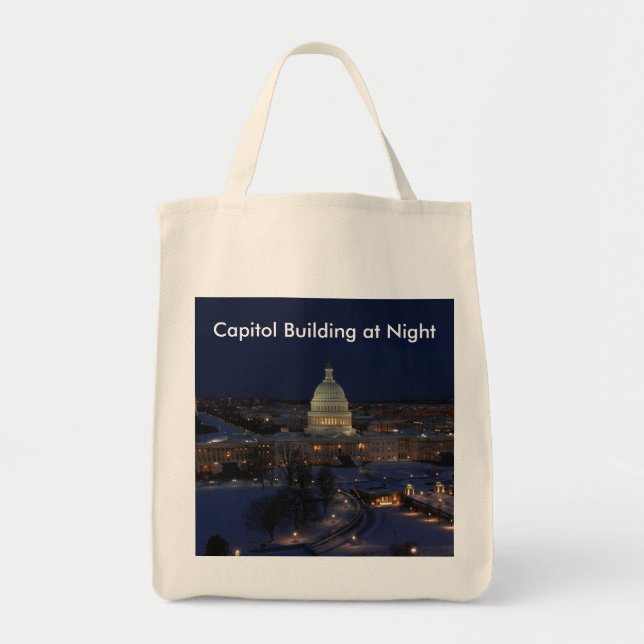 United States Capitol Building at Night Tote Bag (Front)