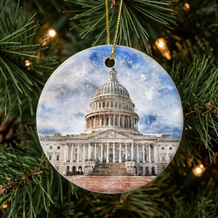 United States Capitol close up in Washington DC  Ceramic Ornament
