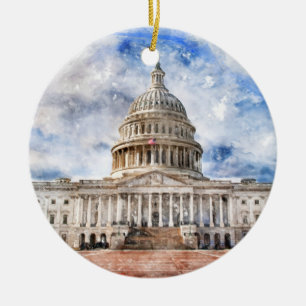 United States Capitol close up in Washington DC  Ceramic Ornament