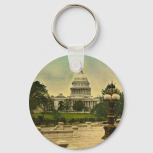 United States Capitol from Library Steps Date 1898 Keychain