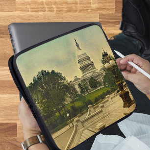 United States Capitol from Library Steps Date 1898 Laptop Sleeve