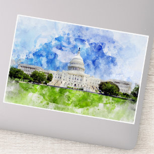 United States Capitol in Washington DC Watercolor