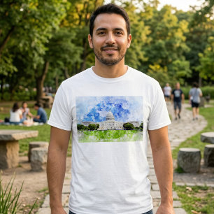 United States Capitol in Washington DC Watercolor T-Shirt