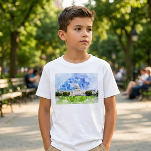 United States Capitol in Washington DC Watercolor T-Shirt