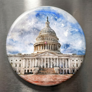 United States Capitol Pastel Drawing Washington DC Magnet