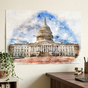 United States Capitol Pastel Drawing Washington DC Poster