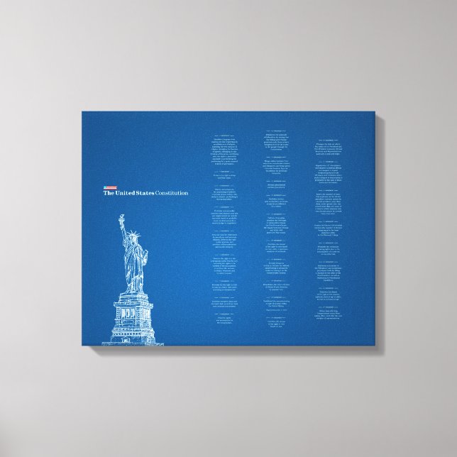 United States Constitution Blue and Liberty Statue Canvas Print (Front)